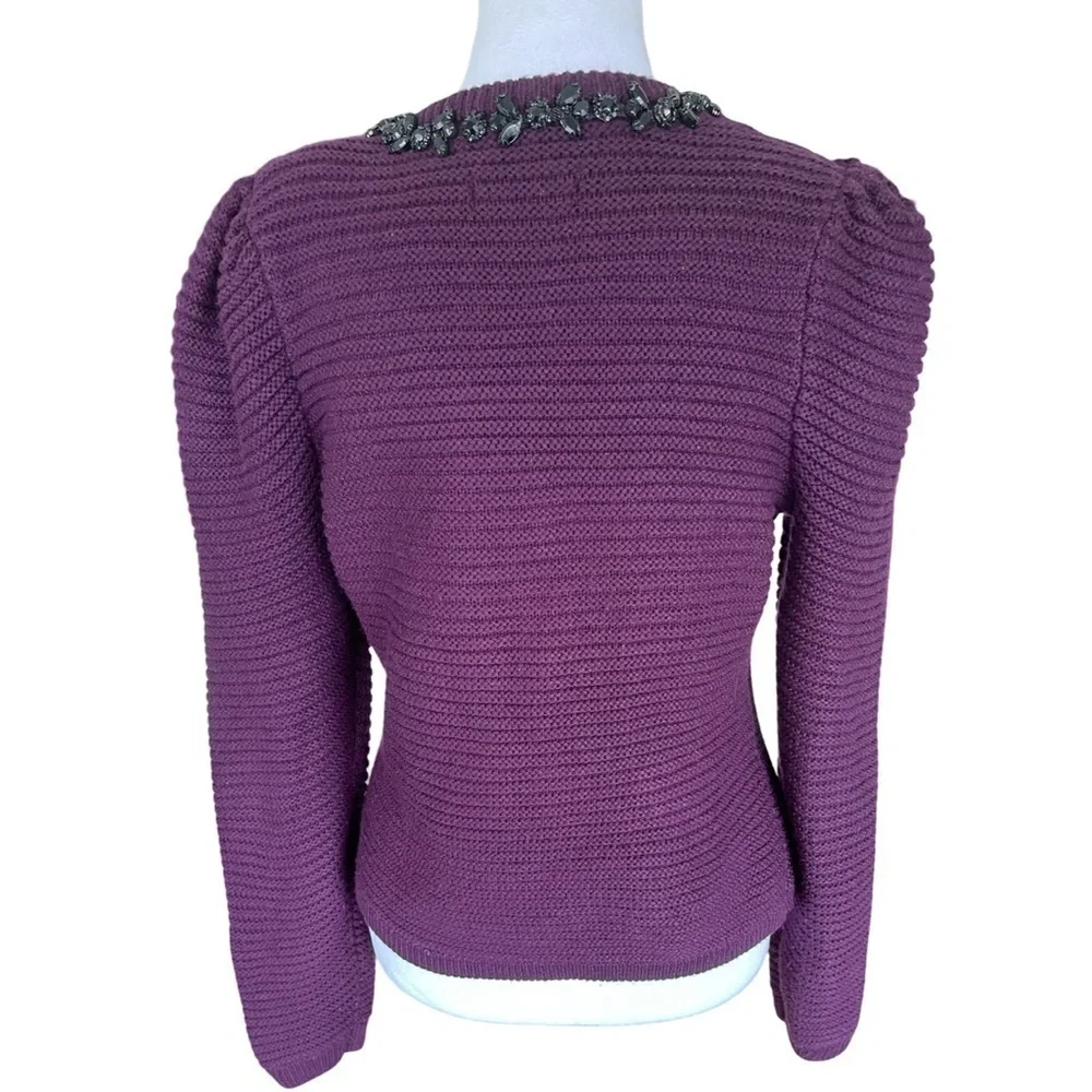 NWT Express Purple Sweater with Jeweled Neckline Size Small